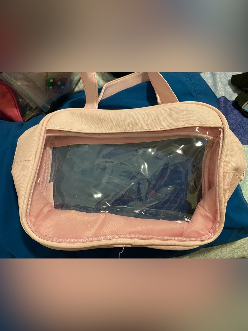 Clear Front Pink Makeup Bag